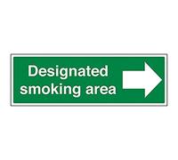vsafety 57016bj-s "Zone fumeur/flèche droite Désigné Prohibition signe, autocollant, paysage, 450 mm x 150 mm, vert