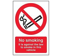 Vsafety 57021 Ag-s "Interdiction de fumer/contre la loi dans CE véhicule" Sign, 100 mm x 150 mm (lot de 3)