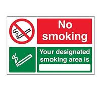 Vsafety 57040ba-s "Interdiction de fumer/votre Zone de fumer Désignés" Sign, 300 mm x 200 mm (lot de 3)