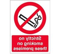 vsafety 57049 AU-W "Strictly No Smoking Sur ces lieux Prohibition Panneau, Sticker fenêtre, Portrait, 200 mm x 300 mm, noir/rouge