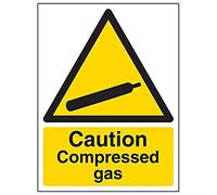 Vsafety 6 A010an-s "Caution Compressed Gas" Sign, portrait, 150 mm x 200 mm (lot de 3)
