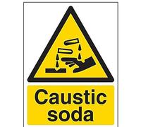 vsafety 6 a030an-s Panneau d'avertissement "soude caustique Substance et chimique, autocollant en vinyle, Portrait, 150 mm x 200 mm, noir/jaune