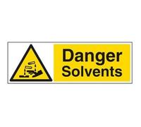 vsafety 6 a071bp-s Substance d'avertissement "Danger solvants et produits chimiques Panneau, vinyle autocollant, paysage, 600 mm x 200 mm, noir/jaune