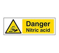 vsafety 6 a078ax-s Panneau d'avertissement "Danger d'acide nitrique Substance et chimique, vinyle autocollant, paysage, 300 mm x 100 mm, noir/jaune