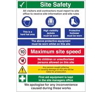 vsafety 6 C013bv-r "Multi Hazard site Avertissement de sécurité/10mph" Panneau de Construction, en plastique rigide, Portrait, 600 mm x 800 mm, noir/bleu/vert/rouge/jaune