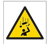 vsafety 61009 af-r Panneau "Attention tomber des objets Logo, en plastique rigide, Carré, 100 mm x 100 mm, noir/jaune