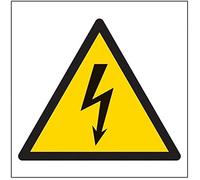 vsafety 61013 at-r Panneau d'avertissement "Attention Logo électrique logo, en plastique rigide, Carré, 200 mm x 200 mm, noir/jaune