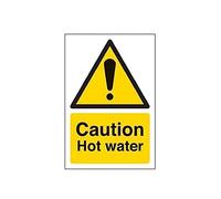 vsafety 62006 ag-r Panneau d'avertissement "Attention Eau Chaude Température, en plastique rigide, Portrait, 100 mm x 150 mm, noir/jaune