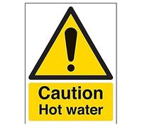 vsafety 62006 an-r Panneau d'avertissement "Attention Eau Chaude Température, en plastique rigide, Portrait, 150 mm x 200 mm, noir/jaune