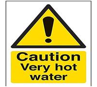 vsafety 62007 ag-r Panneau d'avertissement "Attention l'eau très chaude Température, en plastique rigide, Portrait, 100 mm x 150 mm, noir/jaune
