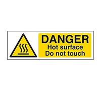 vsafety 62011 ax-s "Danger Surface chaude ne pas touch Température d'avertissement signe, autocollant, paysage, 300 mm x 100 mm, noir/jaune