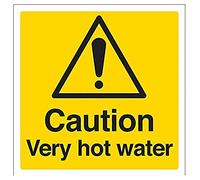 vsafety 62017 at-s Panneau d'avertissement "Attention l'eau très chaude Température, autocollant, carré, 200 mm x 200 mm, noir/jaune