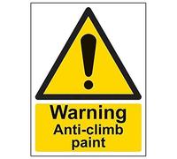 vsafety 63004 an-r Panneau d'avertissement "Attention Peinture anti Climb Assemblée, en plastique rigide, Portrait, 150 mm x 200 mm, noir/jaune