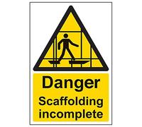 Vsafety 63017 Vaporisateur Au-r "Danger Échafaudage Incomplet" Sign, portrait, 200 mm x 300 mm (lot de 3)