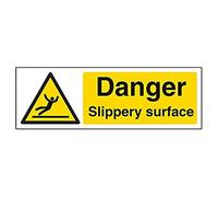 vsafety 63031 ax-s Panneau d'avertissement "Danger Surface glissante General, autocollant, paysage, 300 mm x 100 mm, noir/jaune