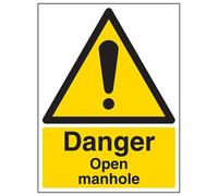 vsafety 63045bc-s General Panneau d'avertissement "Danger Plaque d'égout ouvertes, autocollant, Portrait, 300 mm x 400 mm, noir/jaune