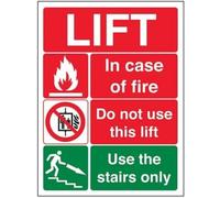 vsafety 65005 an-r Panneau d'avertissement "Lift Fire affichage Machine, en plastique rigide, Portrait, 150 mm x 200 mm, noir/vert/rouge