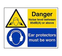 VSafety 65055BF-S'Danger Ear Protectors Must Be Worn' Sign, 400 mm x 300 mm (lot de 3)