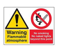 Vsafety 67050bf-s "Atmosphère Inflammable/Interdiction de fumer/Lights" Sign, 400 mm x 300 mm (lot de 3)