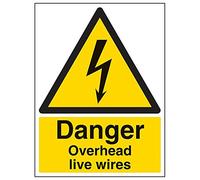 Vsafety 68013bc-r "Danger d'Live fils" Sign, portrait, 300 mm x 400 mm (lot de 3)