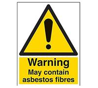 vsafety 6b005bc-r Panneau "Attention peuvent contenir des fibres Amiante, en plastique rigide, Portrait, 300 mm x 400 mm, noir/jaune