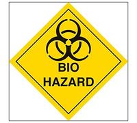 vsafety 6d021af-s Panneau d'avertissement "Bio Hazard diamants, autocollant en vinyle, Carré, 100 mm x 100 mm, noir/jaune