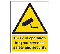 vsafety 6e002an-r "," Panneau d'avertissement de sécurité CCTV de fonctionnement pour votre sécurité personnelle et en plastique rigide, Portrait, 150 mm x 200 mm, noir/jaune