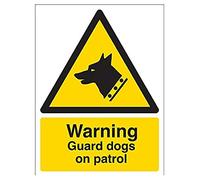 vsafety 6e013an-s "Attention Garde Chiens sur Patrol signe de sécurité, vinyle autocollant, Portrait, 150 mm x 200 mm, noir/jaune