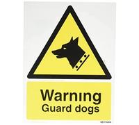 vsafety 6e014an-r "Attention Guard Chiens Panneau de sécurité, en plastique rigide, Portrait, 150 mm x 200 mm, noir/jaune