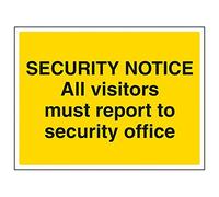 VSafety 6E027BF-S'All Visitors Report To Security Office - Lot de 3 panneaux de signalisation - 400 mm x 300 mm