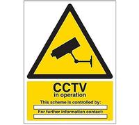 vsafety 6e032an-s "Usage vidéosurveillance/en Fonctionnement pour le panneau d'avertissement de sécurité, vinyle autocollant, Portrait, 150 mm x 200 mm, noir/jaune