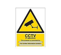 vsafety 6e032bc-r "Usage vidéosurveillance/en Fonctionnement pour le panneau d'avertissement de sécurité, en plastique rigide, Portrait, 300 mm x 400 mm, noir/jaune
