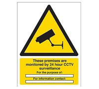 vsafety 6e035an-r "ces endroits sont montitored par 24 heures de vidéosurveillance" Panneau d'avertissement de sécurité, en plastique rigide, Portrait, 150 mm x 200 mm, noir/jaune