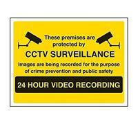 vsafety 6e039ar-r "Caméra de surveillance/enregistrement vidéo 24 heures" Panneau d'avertissement de sécurité, en plastique rigide, paysage, 200 mm x 150 mm, noir/jaune