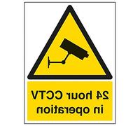 VSafety 6E050BC-W'24 Hour CCTV In Operation' Panneau 300 mm x 400 mm (lot de 3)