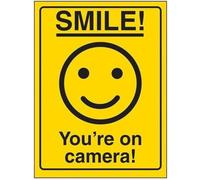 VSafety 6E064AG-SY Smiley Face You're on Camera Panneau auto-adhésif en vinyle 100 mm x 150 mm, 6E064AN-RY