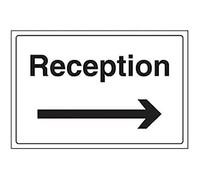 vsafety 72033ba-r Panneau informations générales, réception/flèche droite, en plastique rigide, paysage, 300 mm x 200 mm, noir