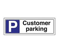 vsafety 74035 ax-r General Panneau, "PARKING Client, en plastique rigide, paysage, 300 mm x 100 mm, noir/bleu