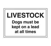 vsafety 76031ba-r général Agricole Panneau ", bétail/chien doit être placé sur une laisse à toutes les fois », en plastique rigide, paysage, 300 mm x 200 mm, noir