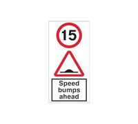 Vsafety 7A068CQ-ACSR1LAG AlumComp RA1 Anti Graffiti 450 x 900 mm 15 MPH Speed Bumps Ahead Sign
