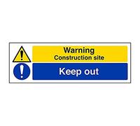 Vsafety "Attention chantier de construction/Keep Out" Sign, (lot de 3), 300 mm x 100 mm, 3