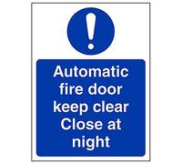 Vsafety "Automatic Fire Door Keep Clear/fermer..." Sign, (lot de 3), 150 mm x 200 mm, 3