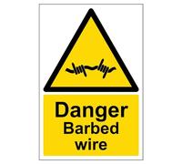 Vsafety avertissement de sécurité "Danger Fil barbelé", 2 mm Plastique rigide, 200 mm x 300 mm
