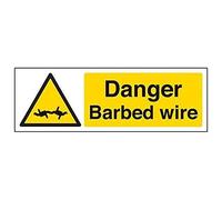 Vsafety avertissement de sécurité "Danger Fil barbelé", 2 mm Plastique rigide, 300 mm x 100 mm