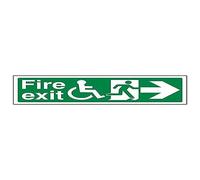 Vsafety "Chaise de roue de sortie de secours/flèche vers la droite" Sign, (lot de 3), 300 mm x 100 mm, 3