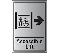 VSafety Flèche de levage à droite accessible - 200 mm x 300 mm - 1,6 mm en plastique rigide effet aluminium