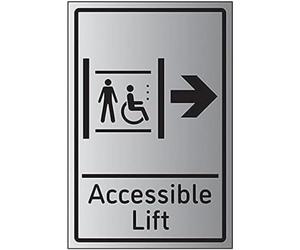 VSafety Flèche de levage à droite accessible - 200 mm x 300 mm - 1,6 mm en plastique rigide effet aluminium