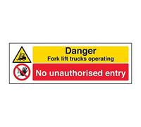 Vsafety "Fourche Lift camions d'exploitation n'non Autorisés d'entrée", 2 mm Plastique rigide, 300 mm x 100 mm