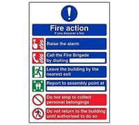 VSafety General Fire Action 6 Panneau en vinyle autocollant Motif portrait 210 mm x 297 mm Format A4
