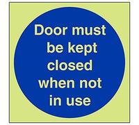 VSafety Glow In The Dark Door To Be Kept Close When Not In Use Panneau en vinyle autocollant 200 mm x 200 mm